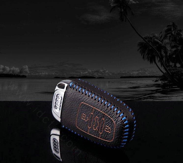 Funky Genuine Leather Key Ring Auto Key Bags Smart for Audi A6L - Blue